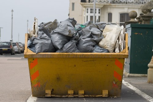 Construction site with organized waste clearance